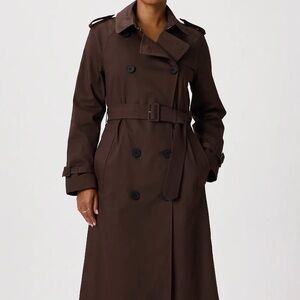 Quince Brown Double-Breasted Trench Coat